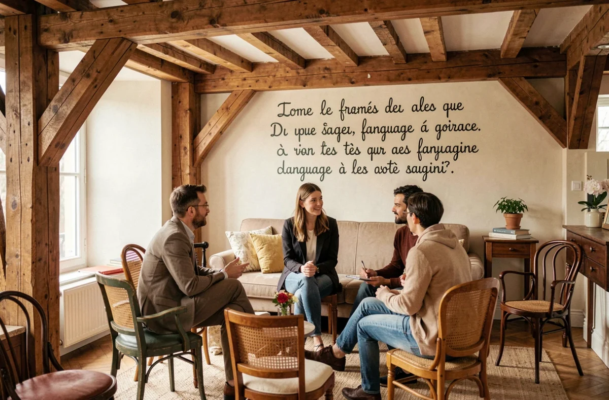 Atelier de langue convivial dans l'espace intimiste de L'Atelier 9 à Paris