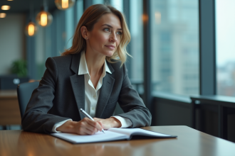 Femme en blazer lors d'un entretien d'embauche