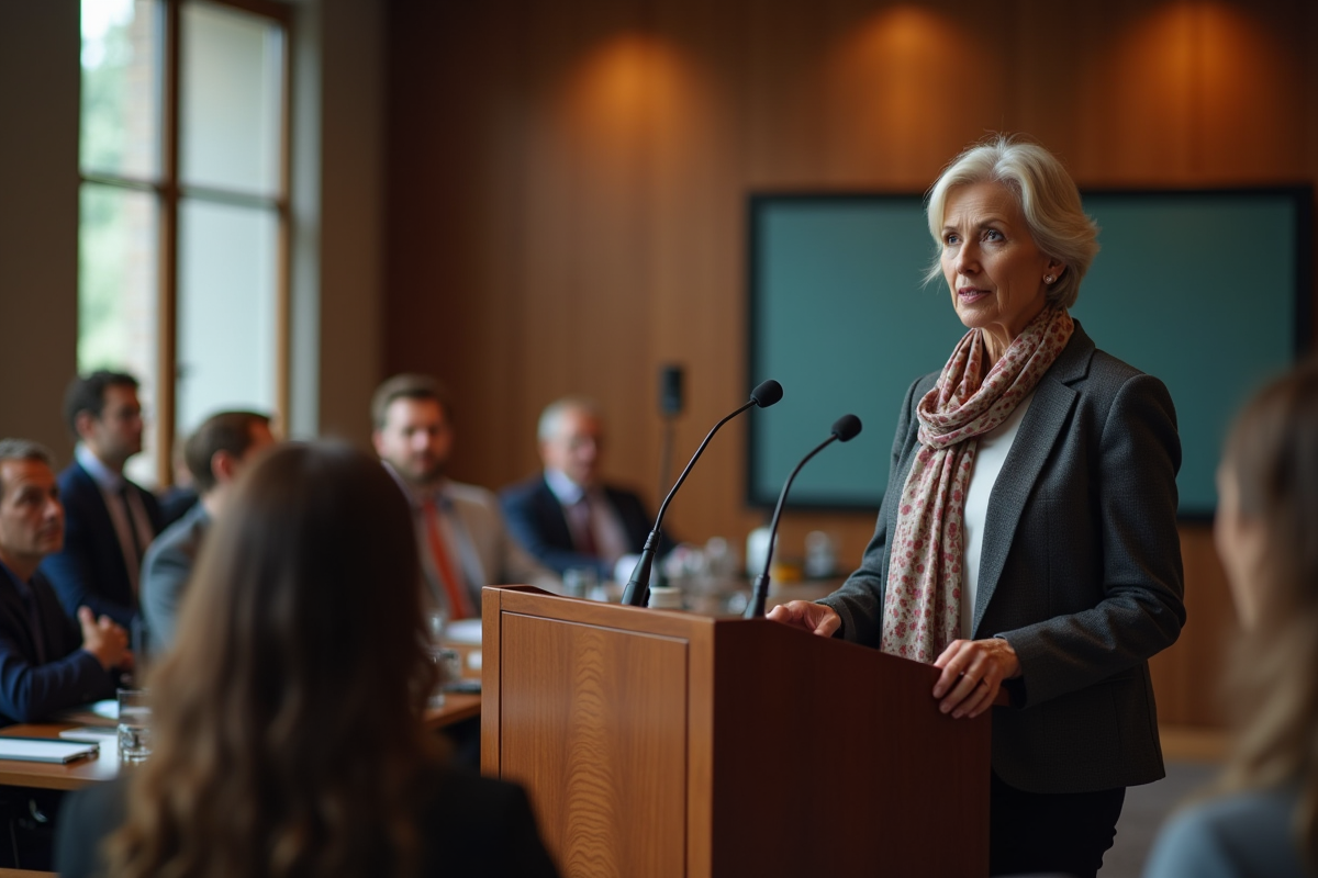 Femme cadre parlant lors d