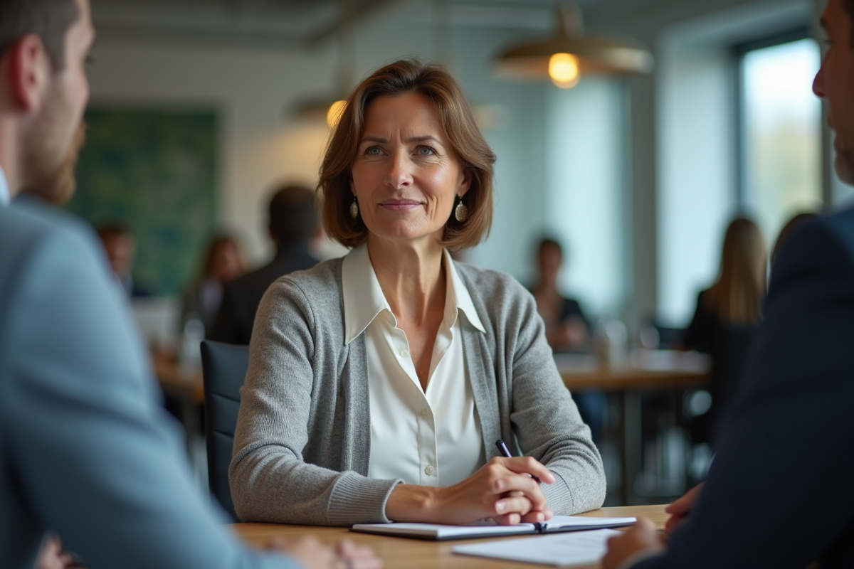 Femme d'âge moyen en réunion professionnelle