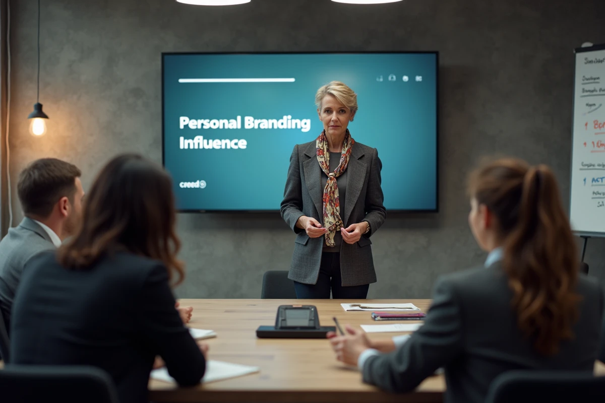 Formatrice en social selling animant un atelier stratégique pour dirigeants autour du personal branding et de l'influence professionnelle