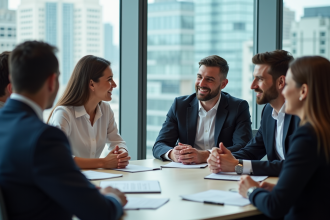 Groupe de professionnels en réunion d'affaires