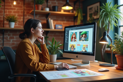 Jeune professionnel créatif dans un studio d'animation