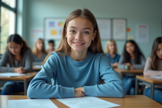 Jeune femme concentrée en formation avec documents
