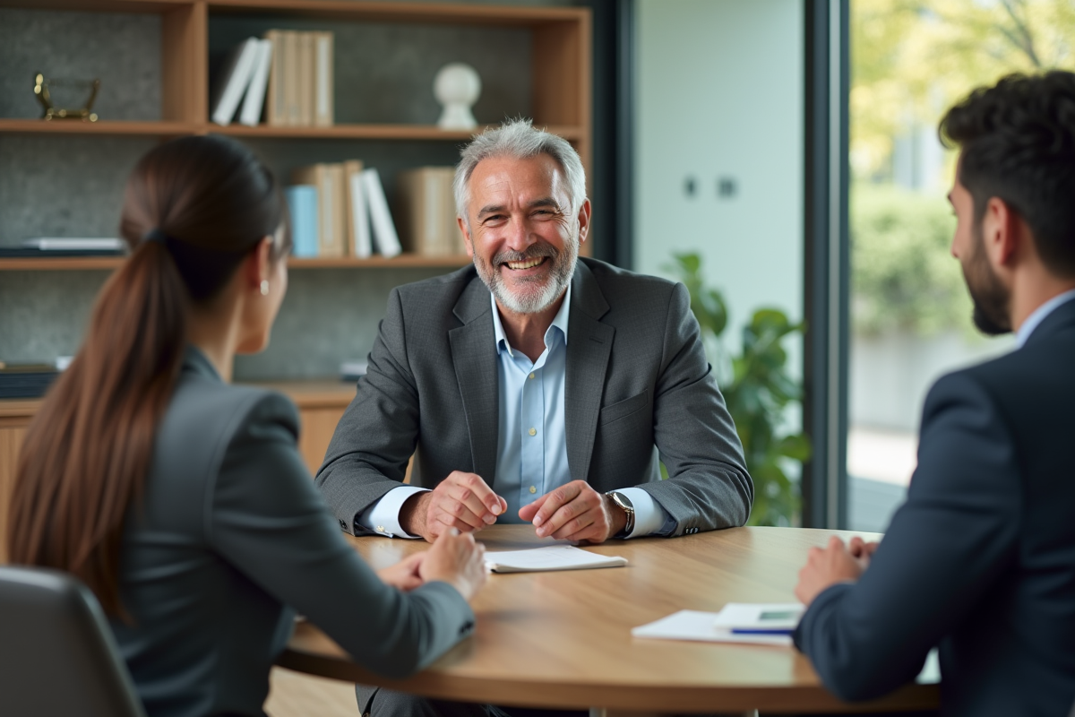 Homme en costume souriant lors d